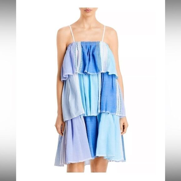 Lemlem Womens Esthal Colorblock Short Dress Swim Cover-up Blue XS $495, swim New - Picture 6 of 13